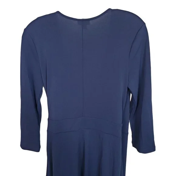 Isaac Mizrahi Target Sz M Dress Wrap Midi Flowy Knit Ribbon Tie Long Sleeve Blue - Picture 5 of 12